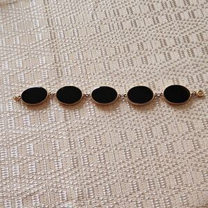 Black and cream enamel stone bracelet